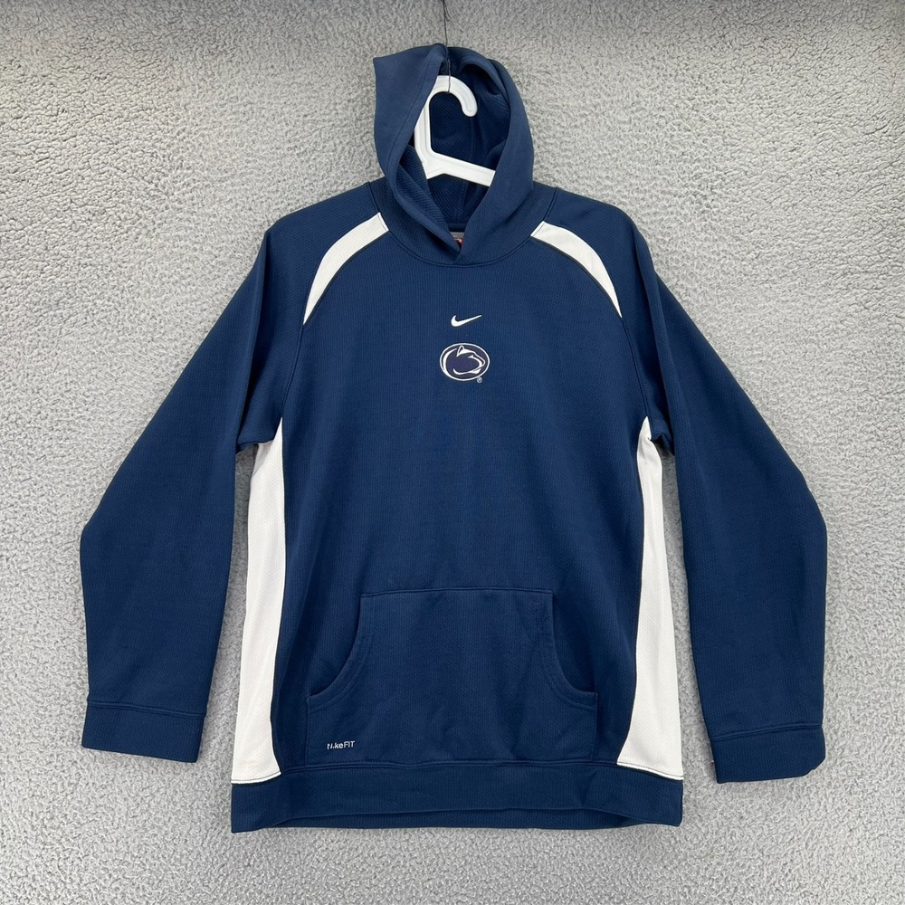 VTG Nike Y2k Penn State Nittany Lions Hooded Sweatshirt Mens Large Center Swoosh